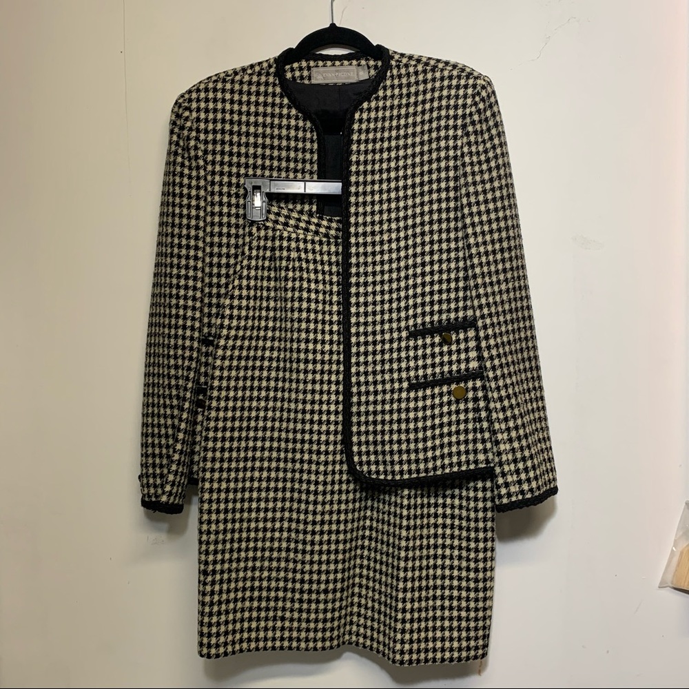 Vintage Evan Picone houndstooth Skirt / Jacket Blazer